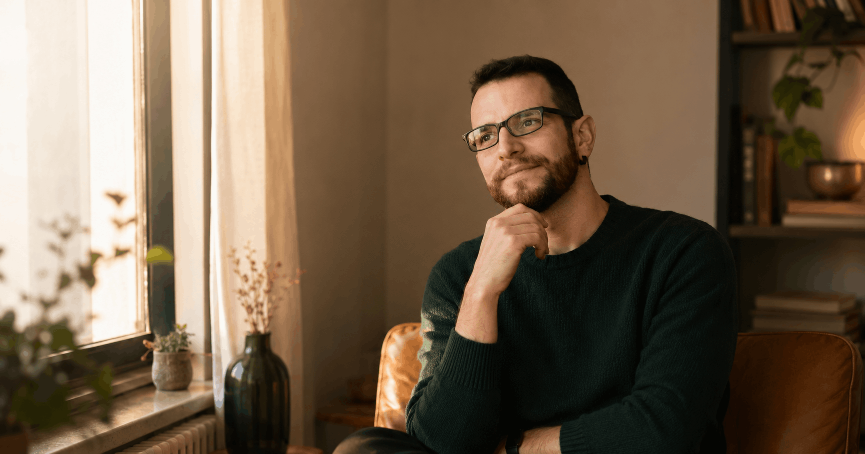 Michael Tudini in posa pensierosa