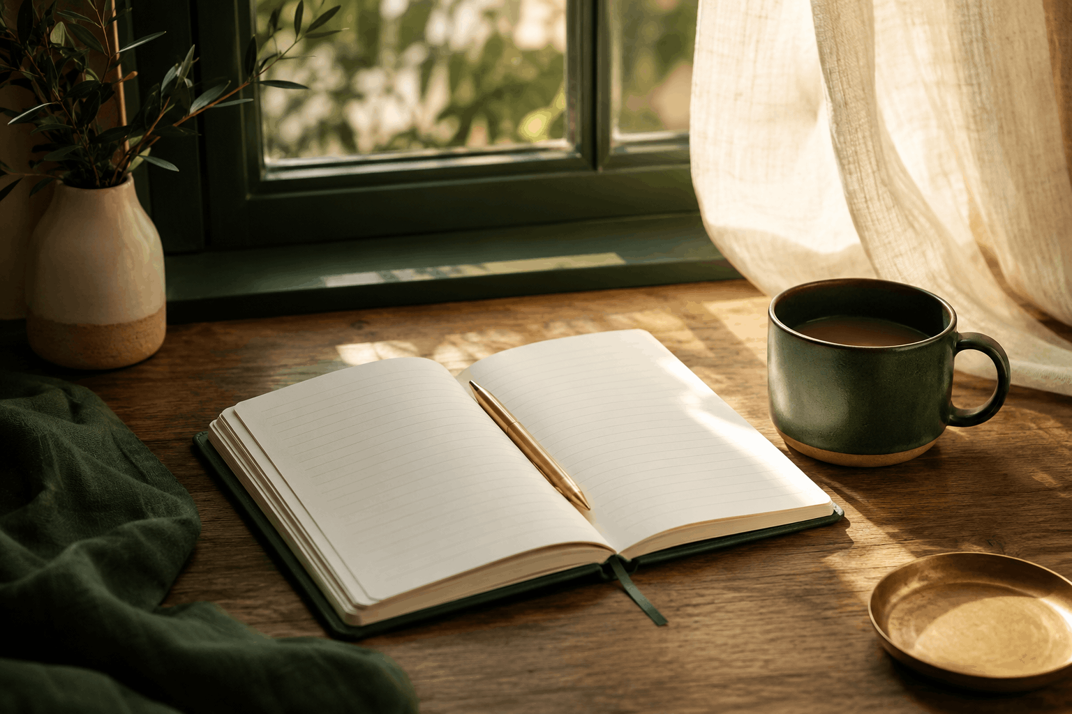 Libro aperto con tazza tisana